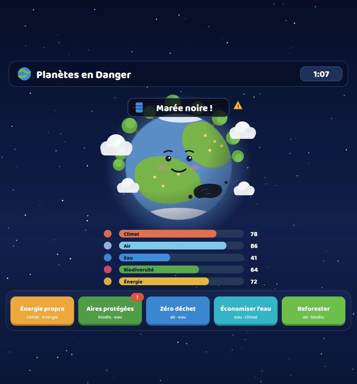 Planet Crisis, jeu éducatif sur le climat et l'environnement — Planètes en Danger