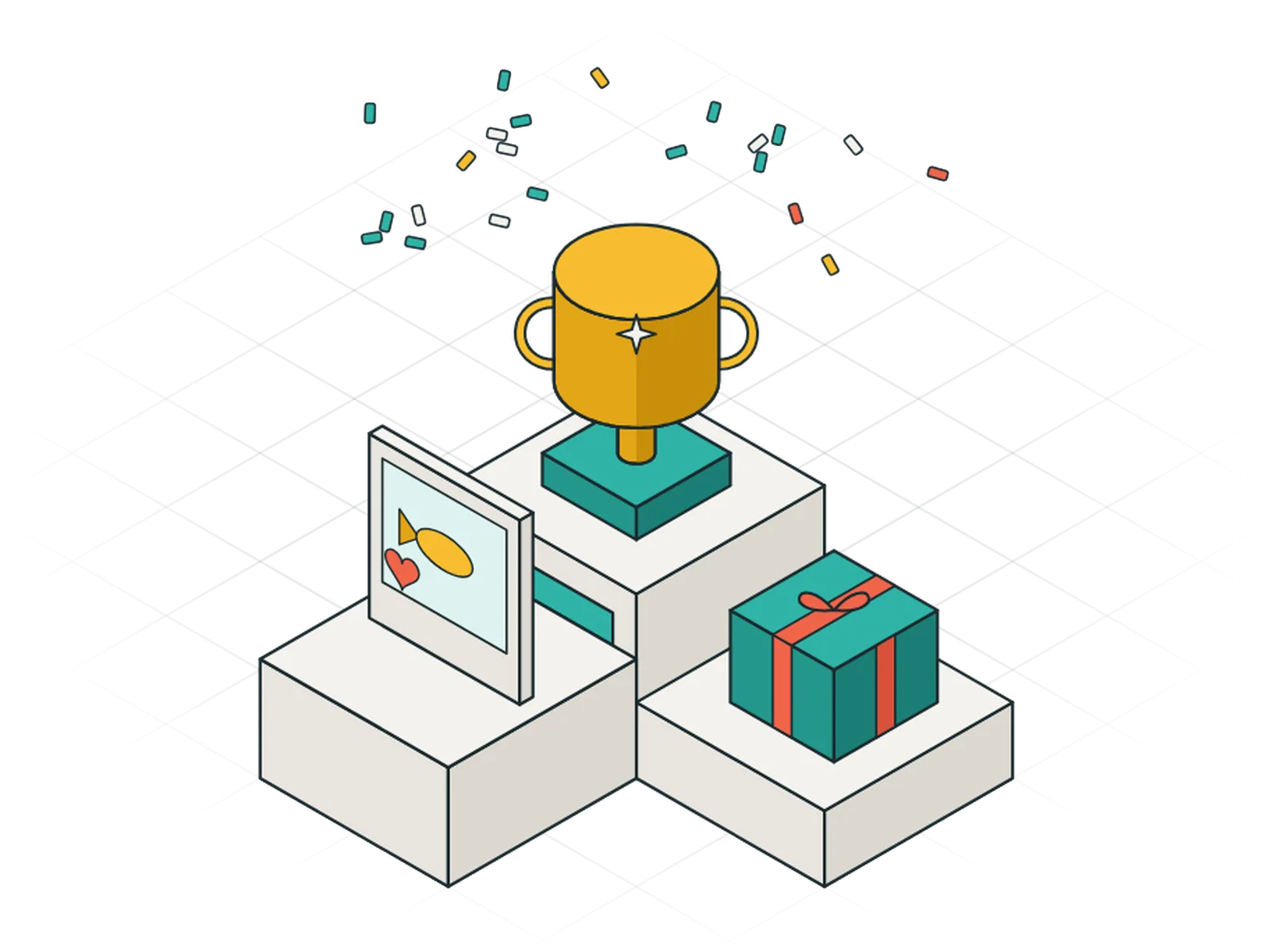 Podium avec trophée, dessin encadré et cadeau : ce que le visiteur emporte